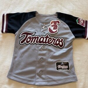 Kids Baseball Jersey - Gray & Black with Maroon Script